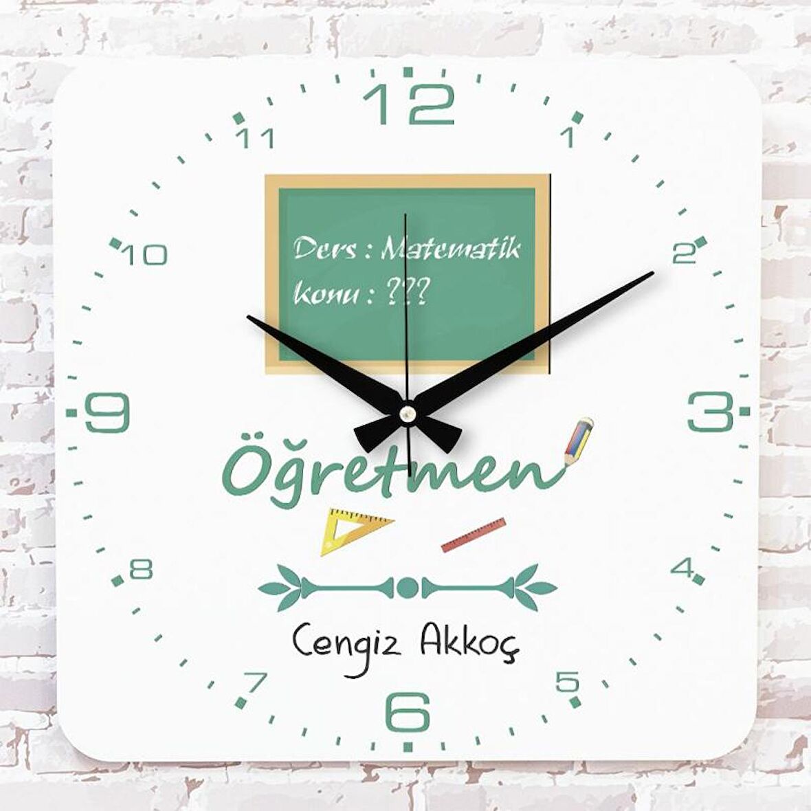 Matematik Öğretmenine Hediye Ahşap Saat 33cm KA01-1231