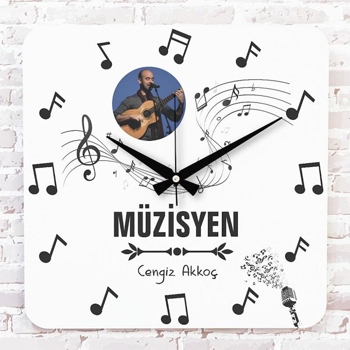 Müzisyene Hediye Ahşap Saat 33cm KA01-1239