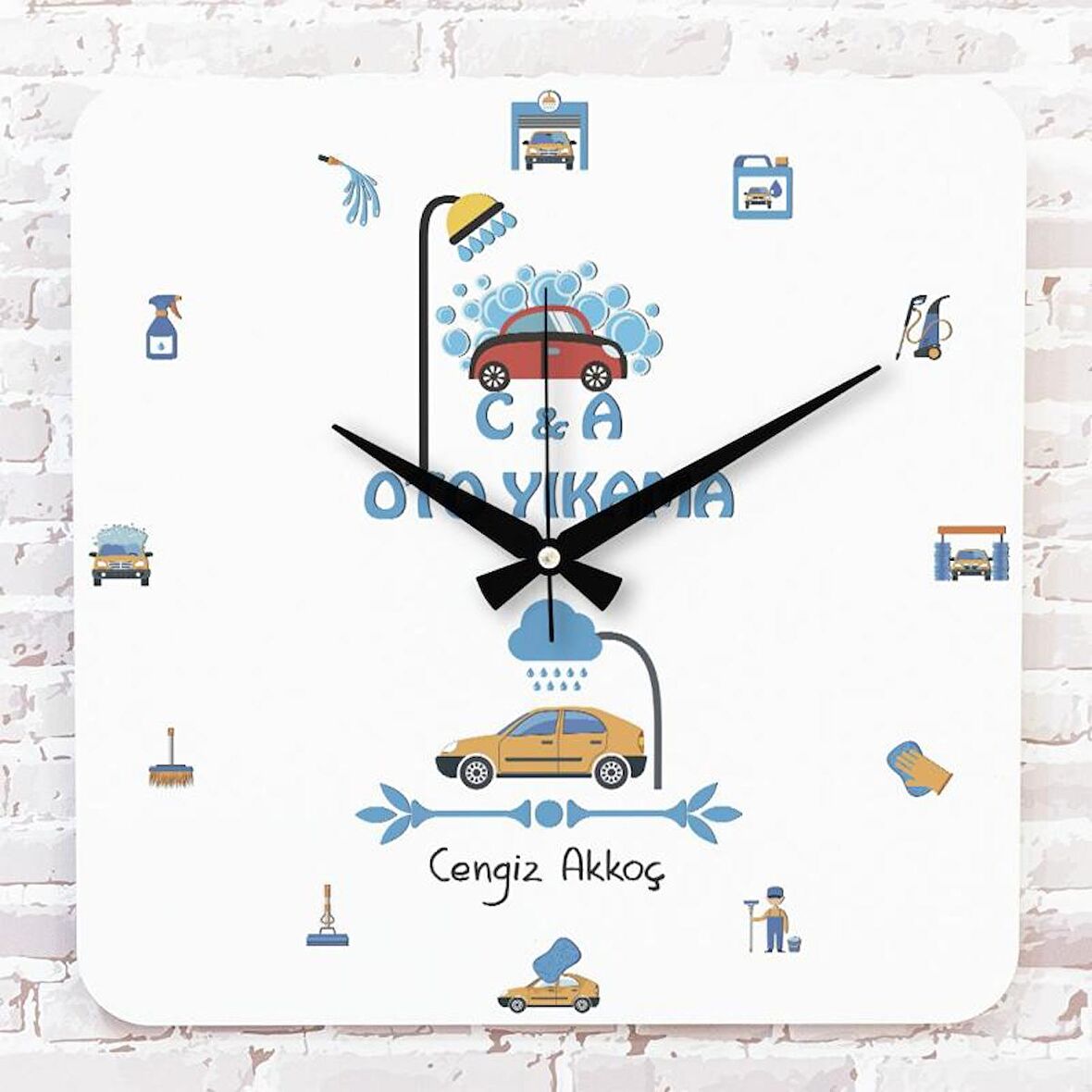 Oto Yıkamacıya Hediye Ahşap Saat 33cm KA01-1242