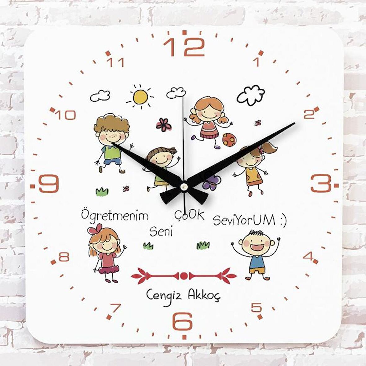 Öğretmene Hediye Ahşap Saat 33cm KA01-1243