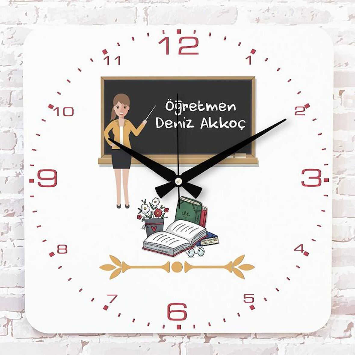 Öğretmene Hediye Ahşap Saat 33cm KA01-1244
