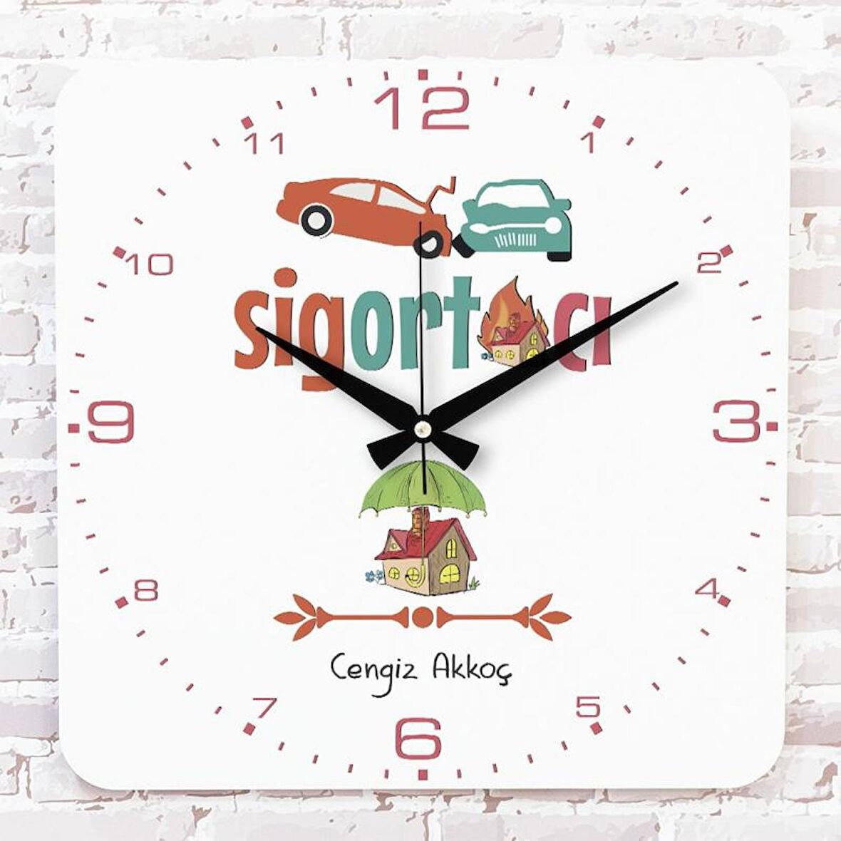 Sigortacıya Hediye Ahşap Saat 33cm KA01-1248
