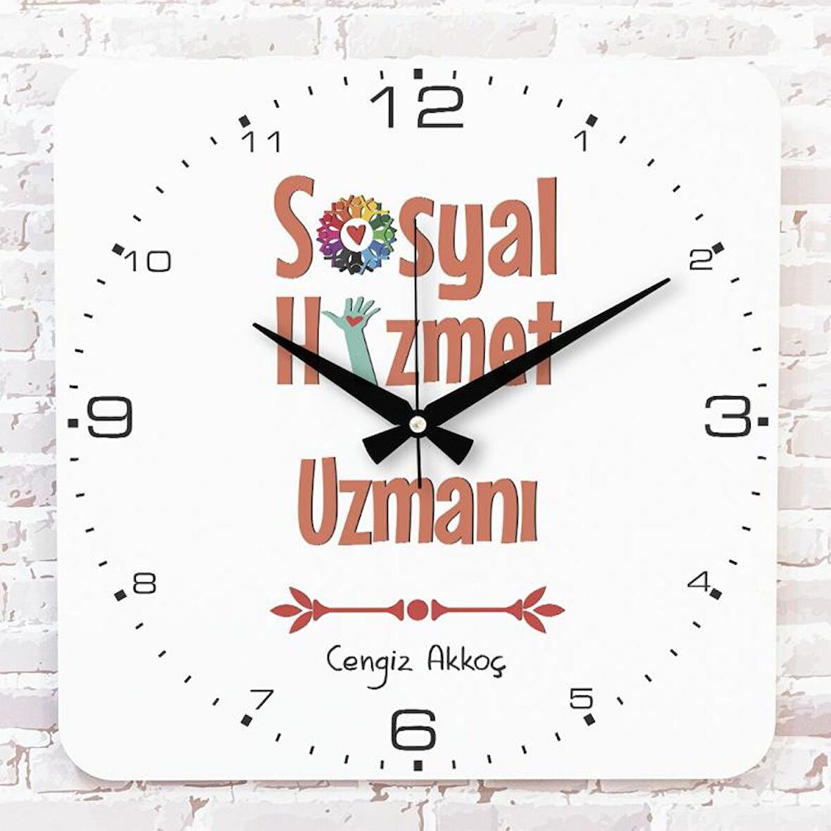 Sosyal Hizmet Uzmanına Hediye Ahşap Saat 33cm KA01-1250