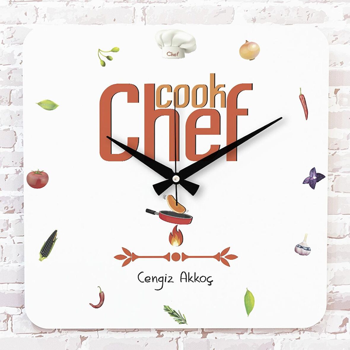 Şef Aşçıya Hediye Ahşap Saat 33cm KA01-1252