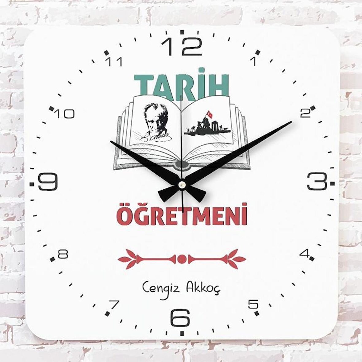 Tarih Öğretmenine Hediye Ahşap Saat 33cm KA01-1254