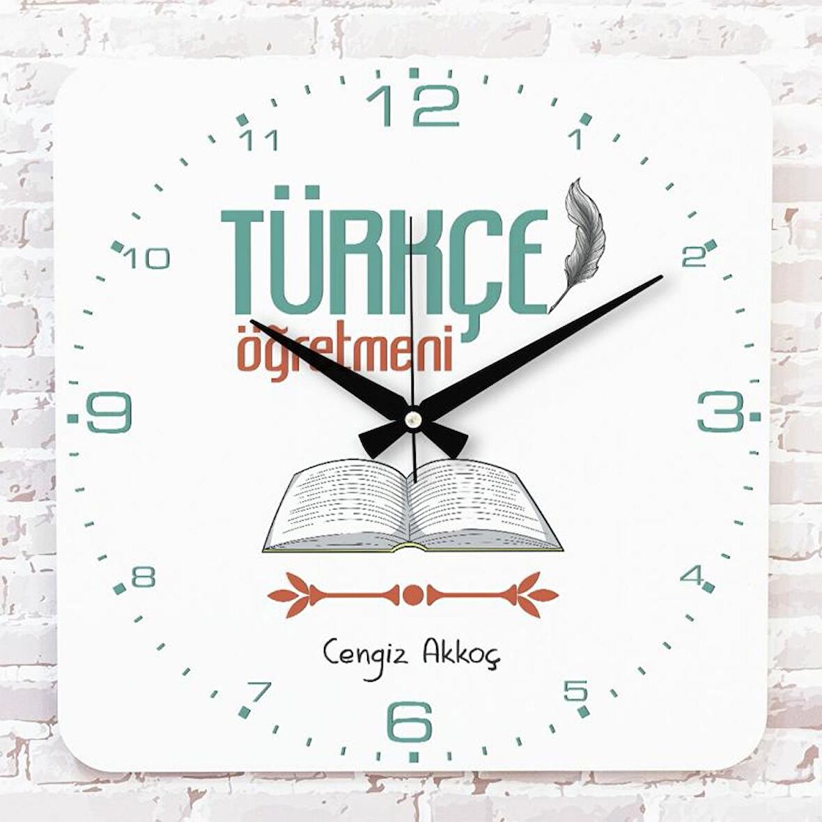 Türkçe Öğretmenine Hediye Ahşap Saat 33cm KA01-1258