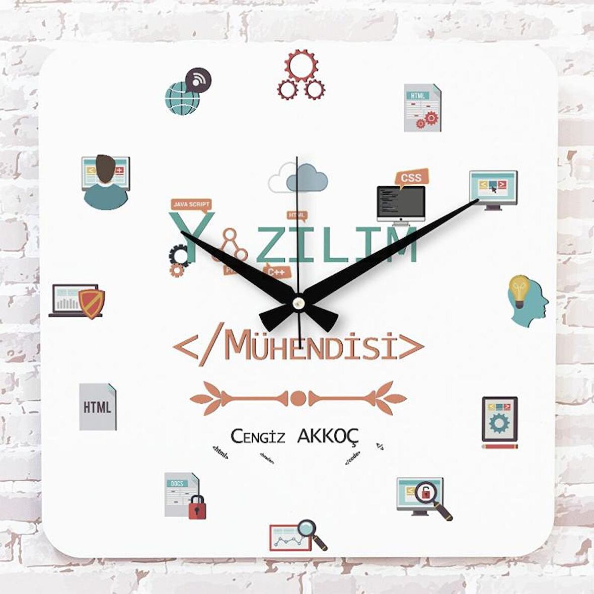 Yazılım Mühendisine Hediye Ahşap Saat 33cm KA01-1261