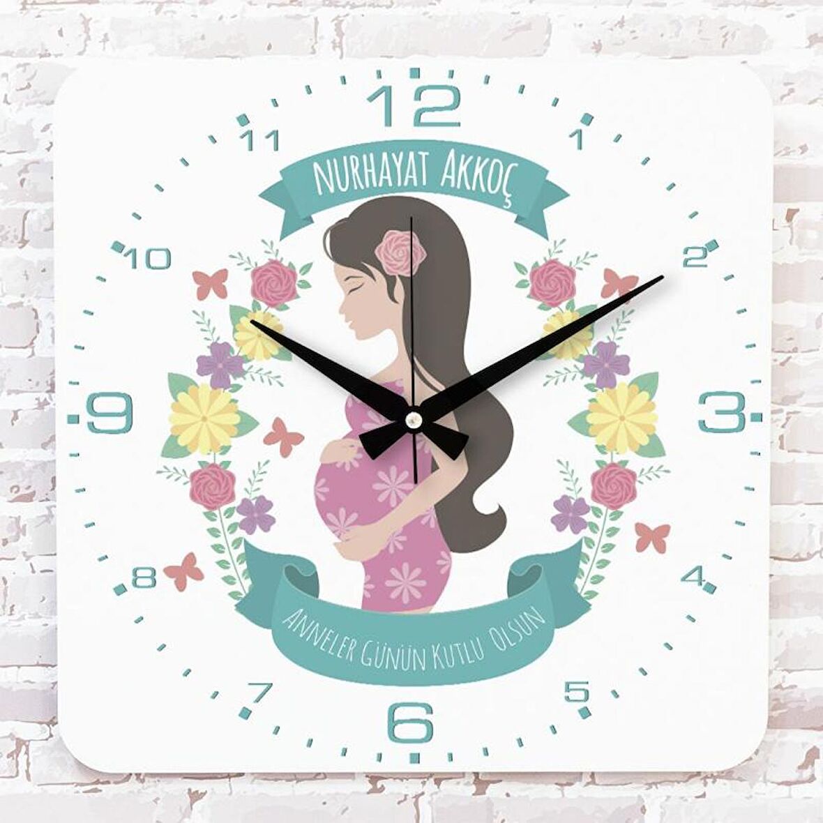 Anneler Günü Hediyesi Ahşap Saat 33cm KA01-1277