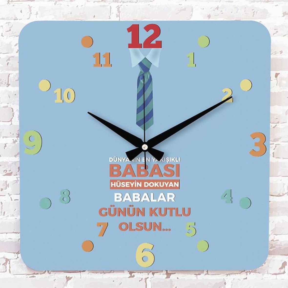 Babalar Günü Hediyesi Ahşap Saat 33cm KA01-1290