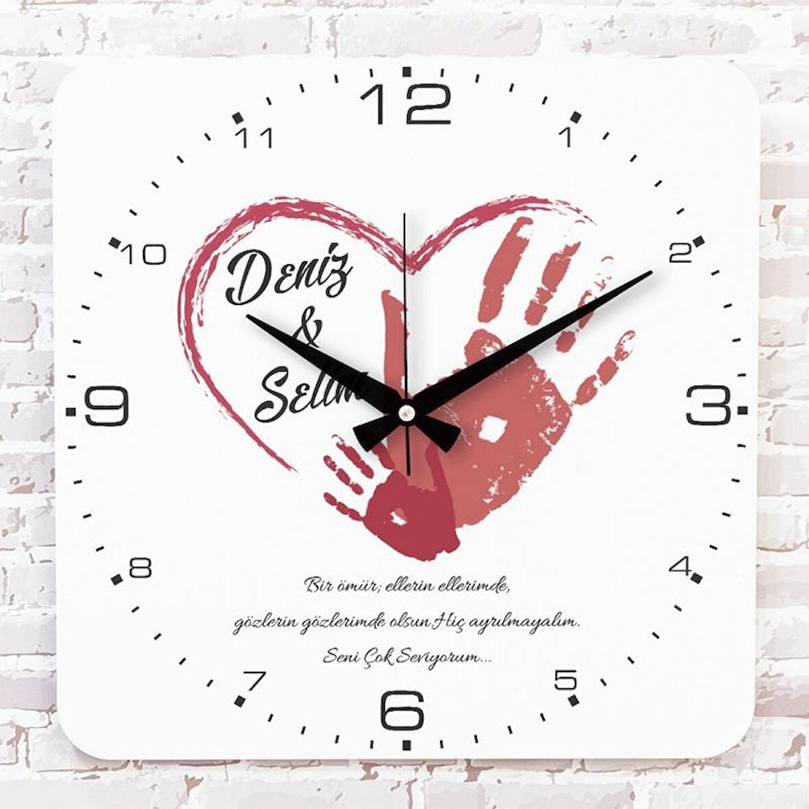 Sevgililer Günü Hediyesi Ahşap Saat 33cm KA01-1319