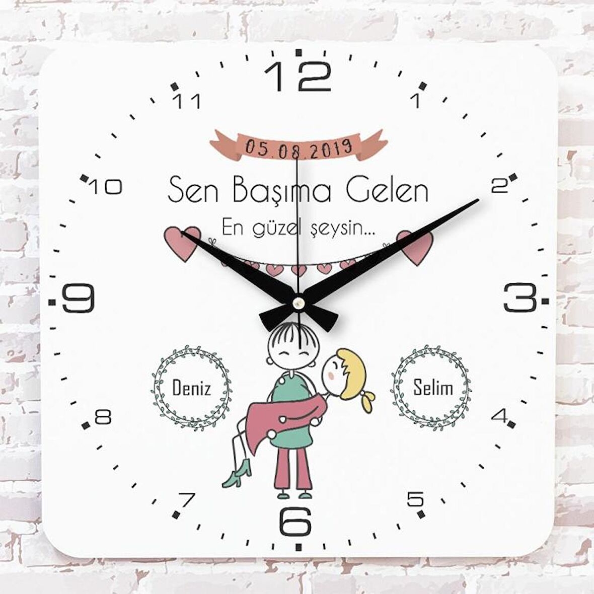 Sevgililer Günü Hediyesi Ahşap Saat 33cm KA01-1326