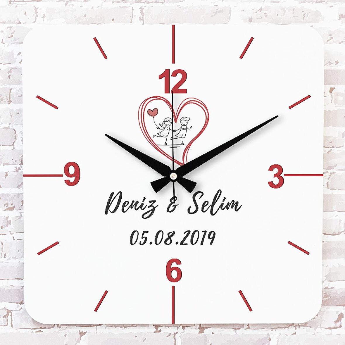 Sevgililer Günü Hediyesi Ahşap Saat 33cm KA01-1328