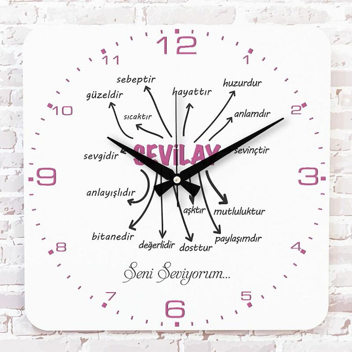 Sevgililer Günü Hediyesi Ahşap Saat 33cm KA01-1331