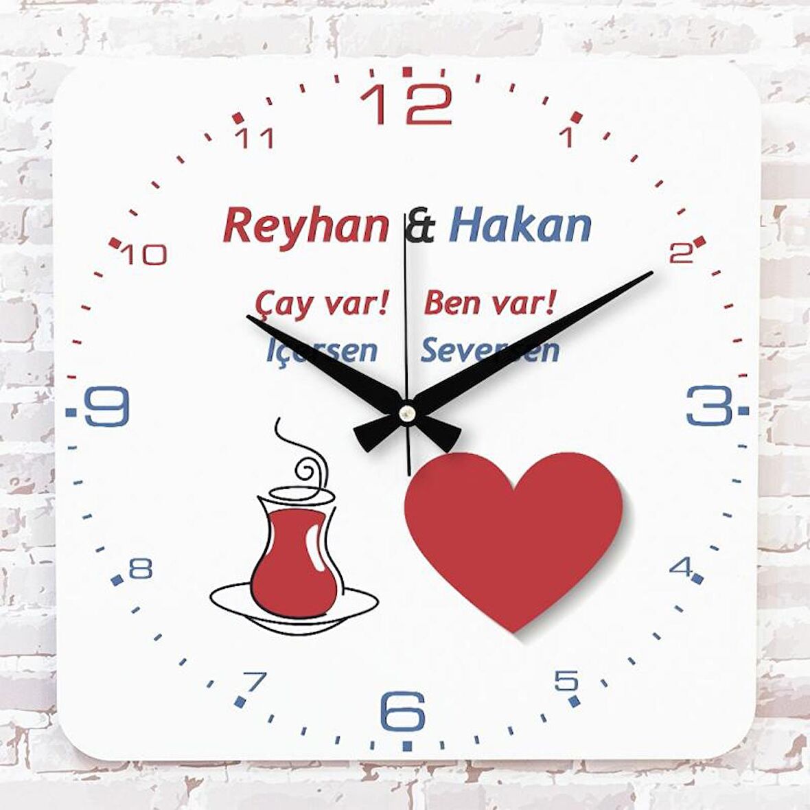 Sevgililer Günü Hediyesi Ahşap Saat 33cm KA01-1332