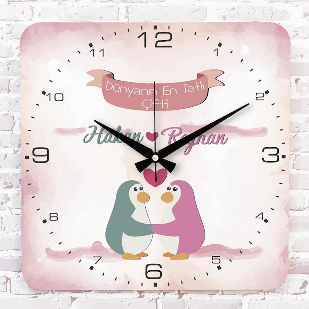 Sevgililer Günü Hediyesi Ahşap Saat 33cm KA01-1342