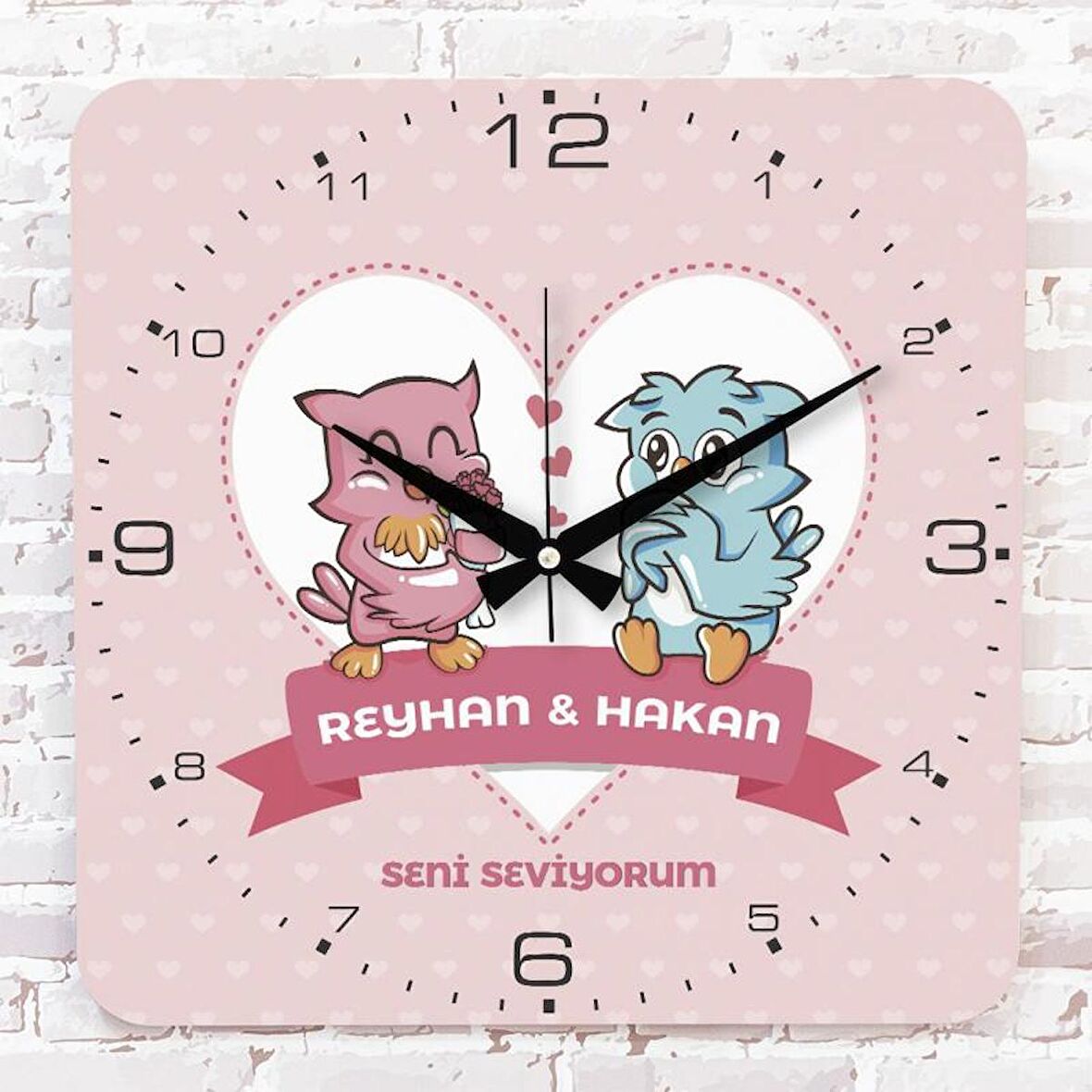 Sevgililer Günü Hediyesi Ahşap Saat 33cm KA01-1346