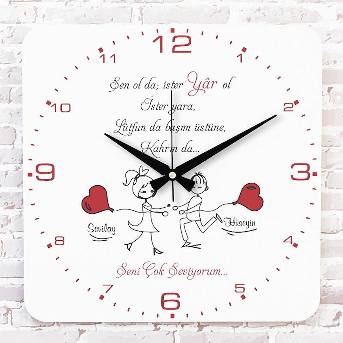 Sevgililer Günü Hediyesi Ahşap Saat 33cm KA01-1350