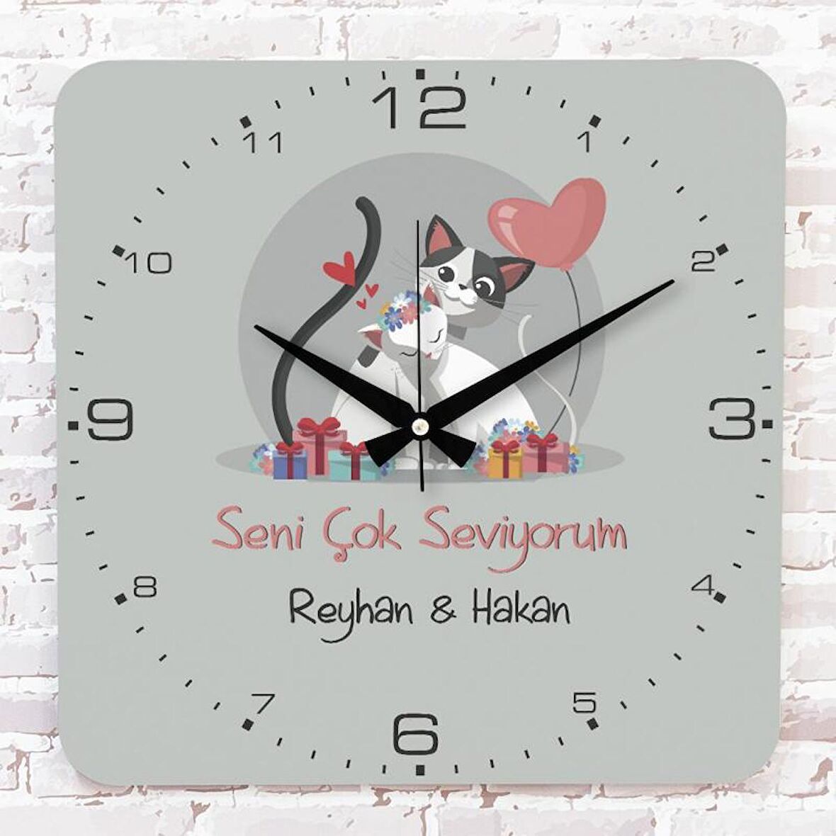 Sevgililer Günü Hediyesi Ahşap Saat 33cm KA01-1356