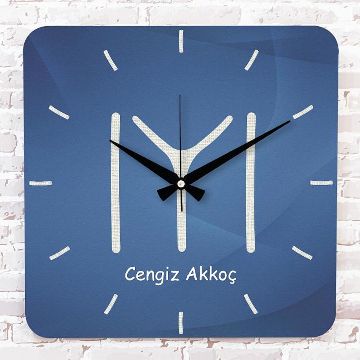 Kişiye Özel Kayı Boyu Bayrağı Tasarımlı Hediye Ahşap Saat 33cm KA01-1384