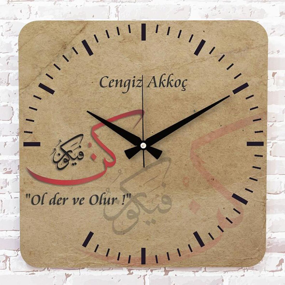 Kişiye Özel Ol Der ve Olur Tasarımlı Hediye Ahşap Saat 33cm KA01-1385