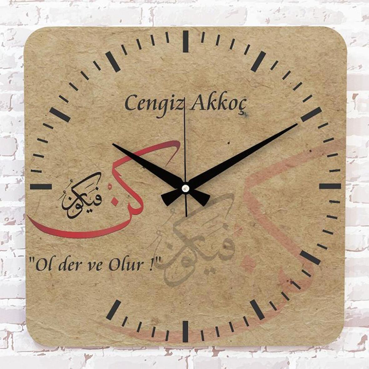 Kişiye Özel Ol Der ve Olur Tasarımlı Hediye Ahşap Saat 33cm KA01-1402