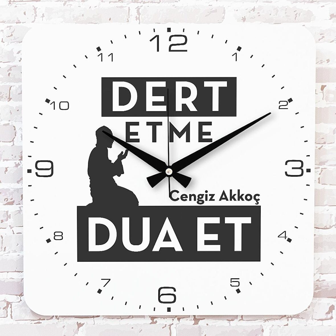 Kişiye Özel Dert etme, Dua et Tasarımlı Hediye Ahşap Saat 33cm KA01-1429