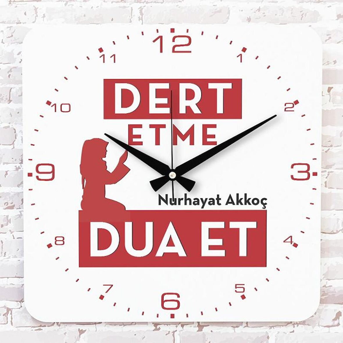 Kişiye Özel Dert etme, Dua et Tasarımlı Hediye Ahşap Saat 33cm KA01-1431