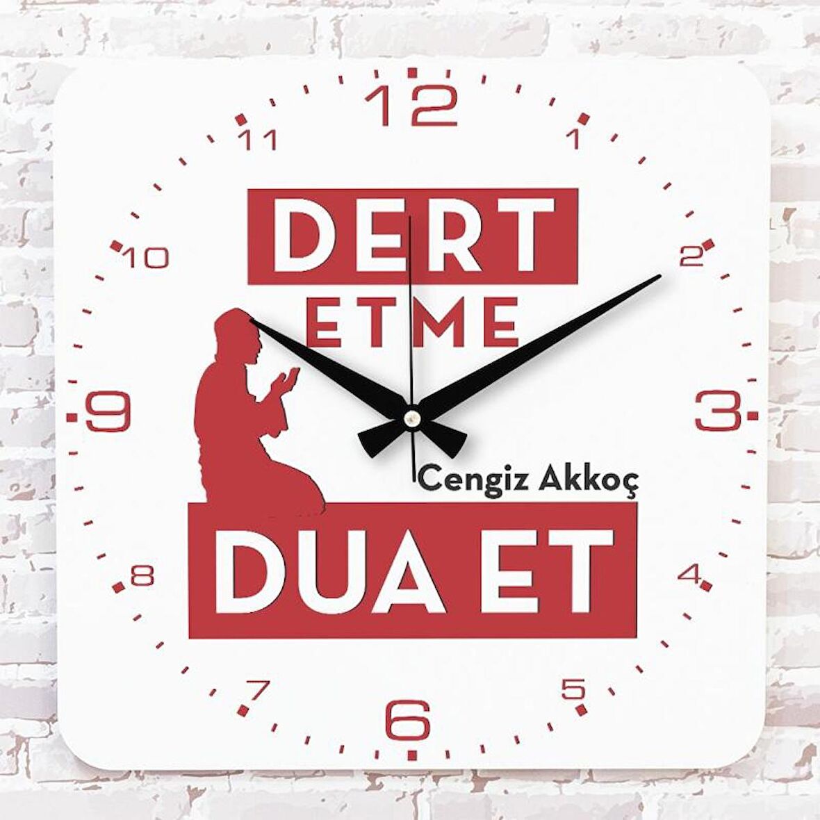 Kişiye Özel Dert etme, Dua et Tasarımlı Hediye Ahşap Saat 33cm KA01-1432