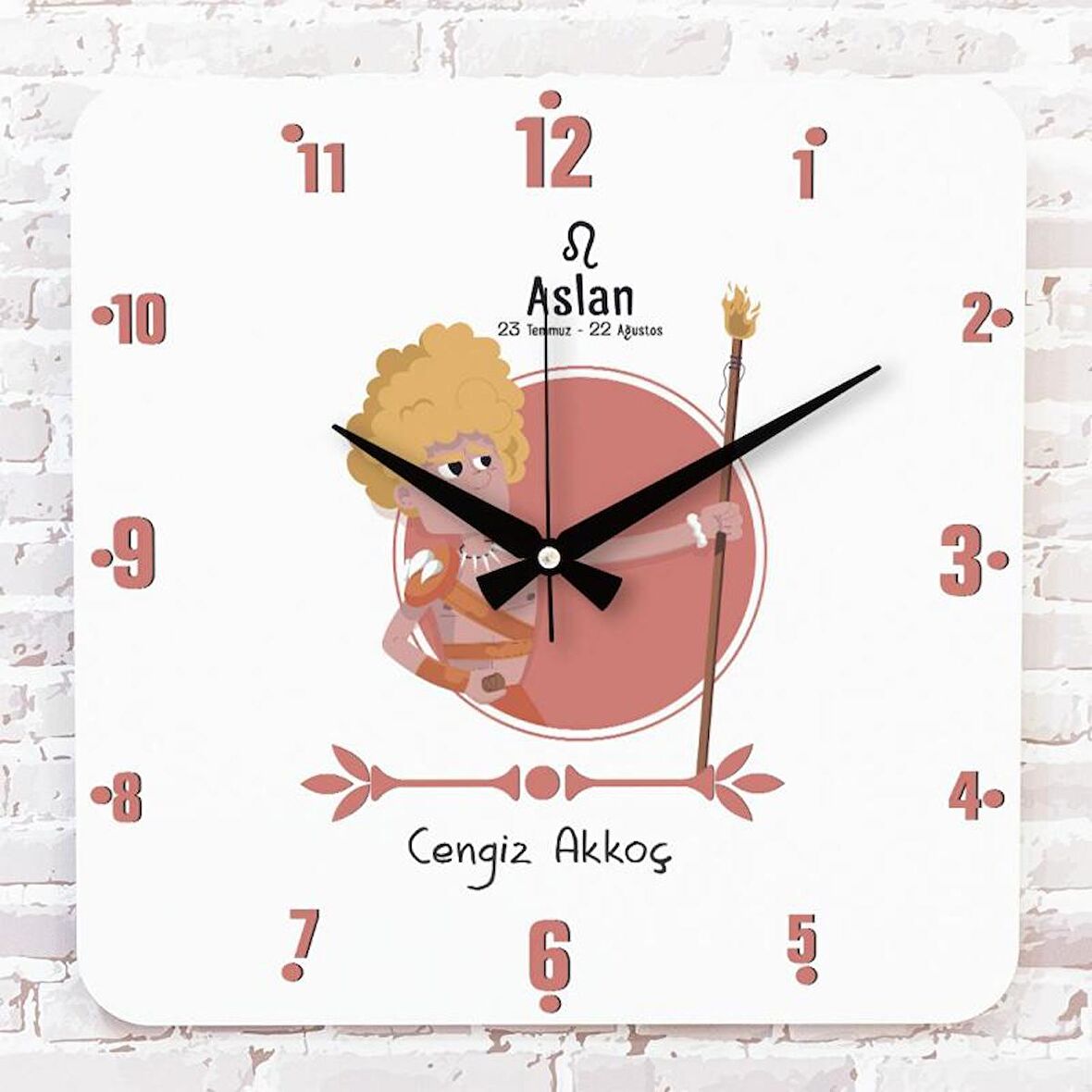 Aslan Burcuna Hediye Ahşap Saat 33cm KA01-1485