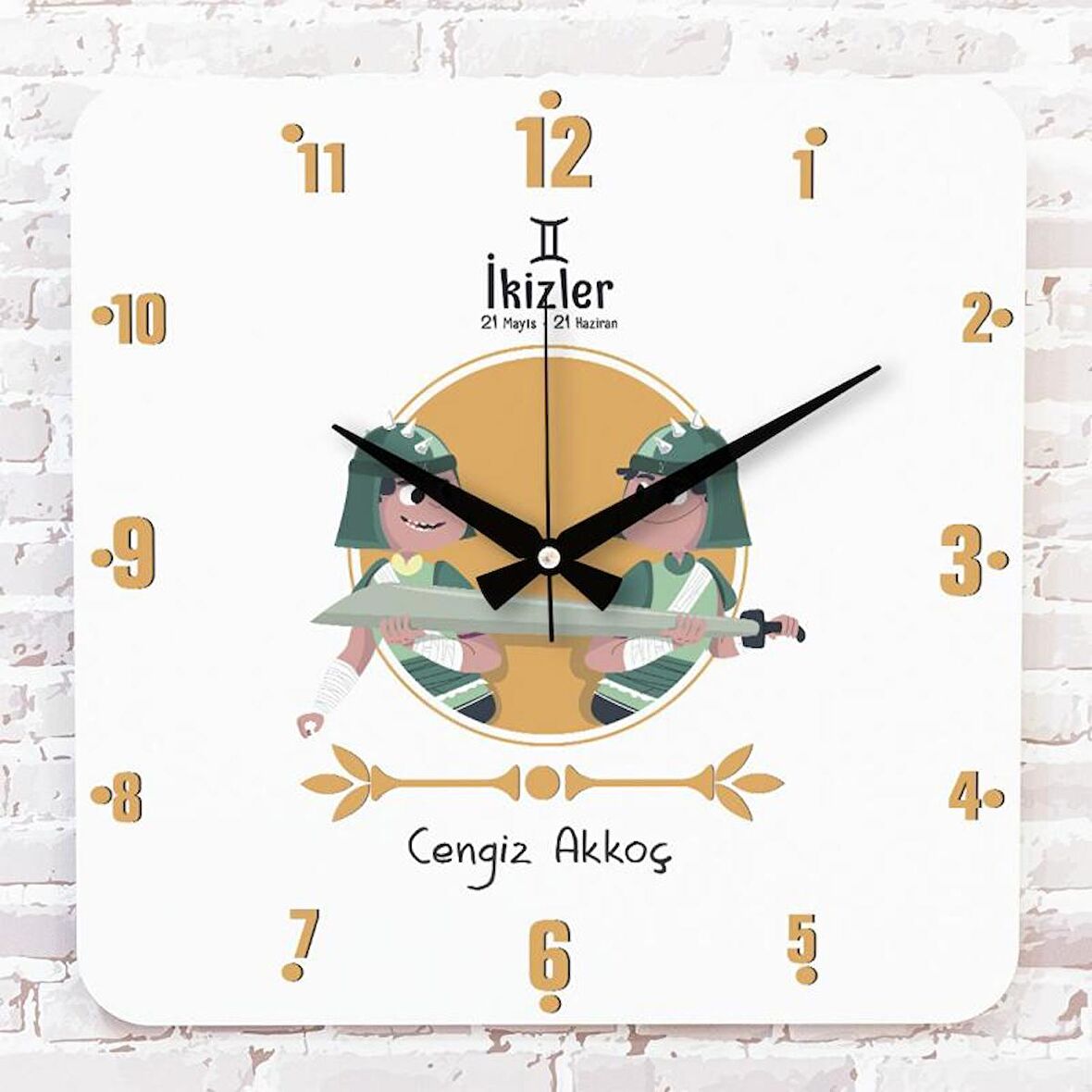 İkizler Burcuna Hediye Ahşap Saat 33cm KA01-1489