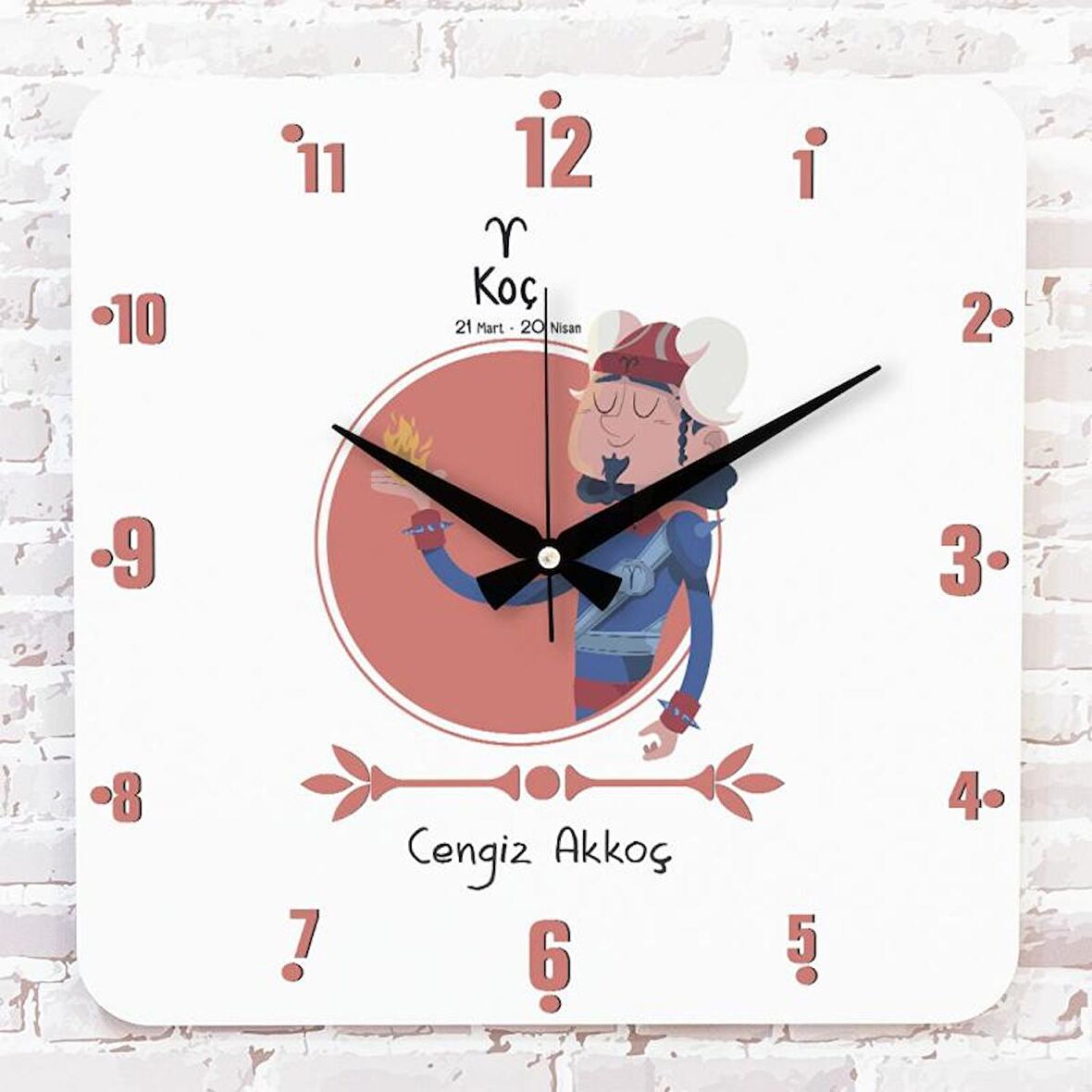 Koç Burcuna Hediye Ahşap Saat 33cm KA01-1490