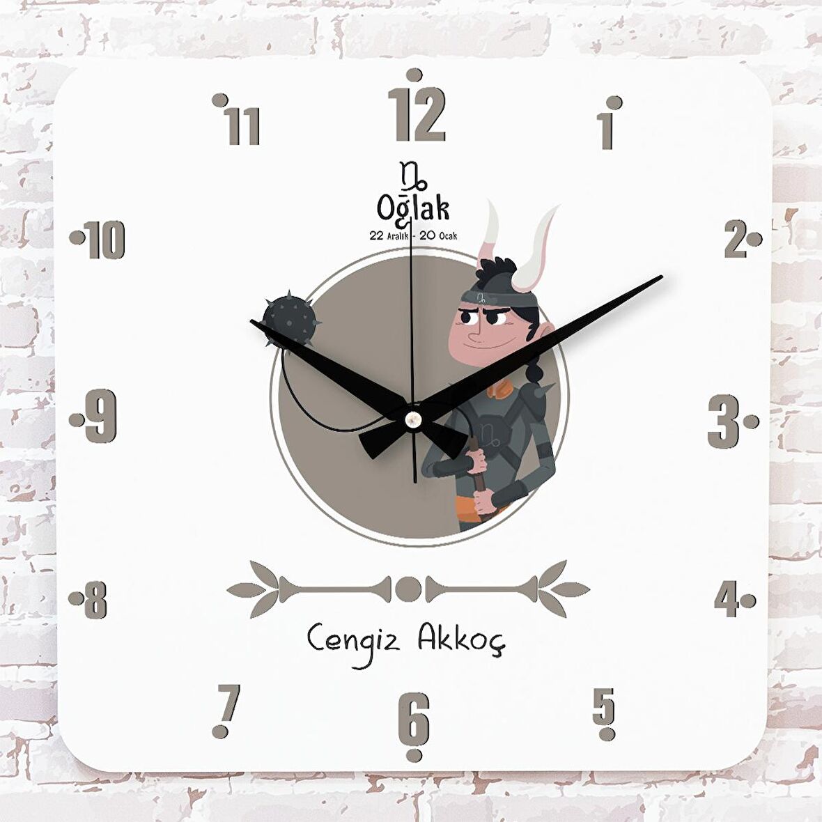 Oğlak Burcuna Hediye Ahşap Saat 33cm KA01-1492