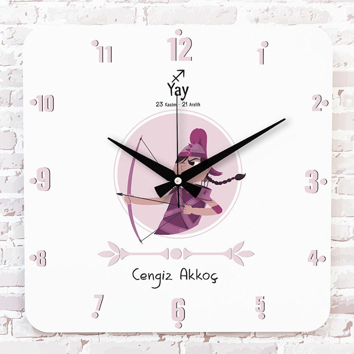 Yay Burcuna Hediye Ahşap Saat 33cm KA01-1494