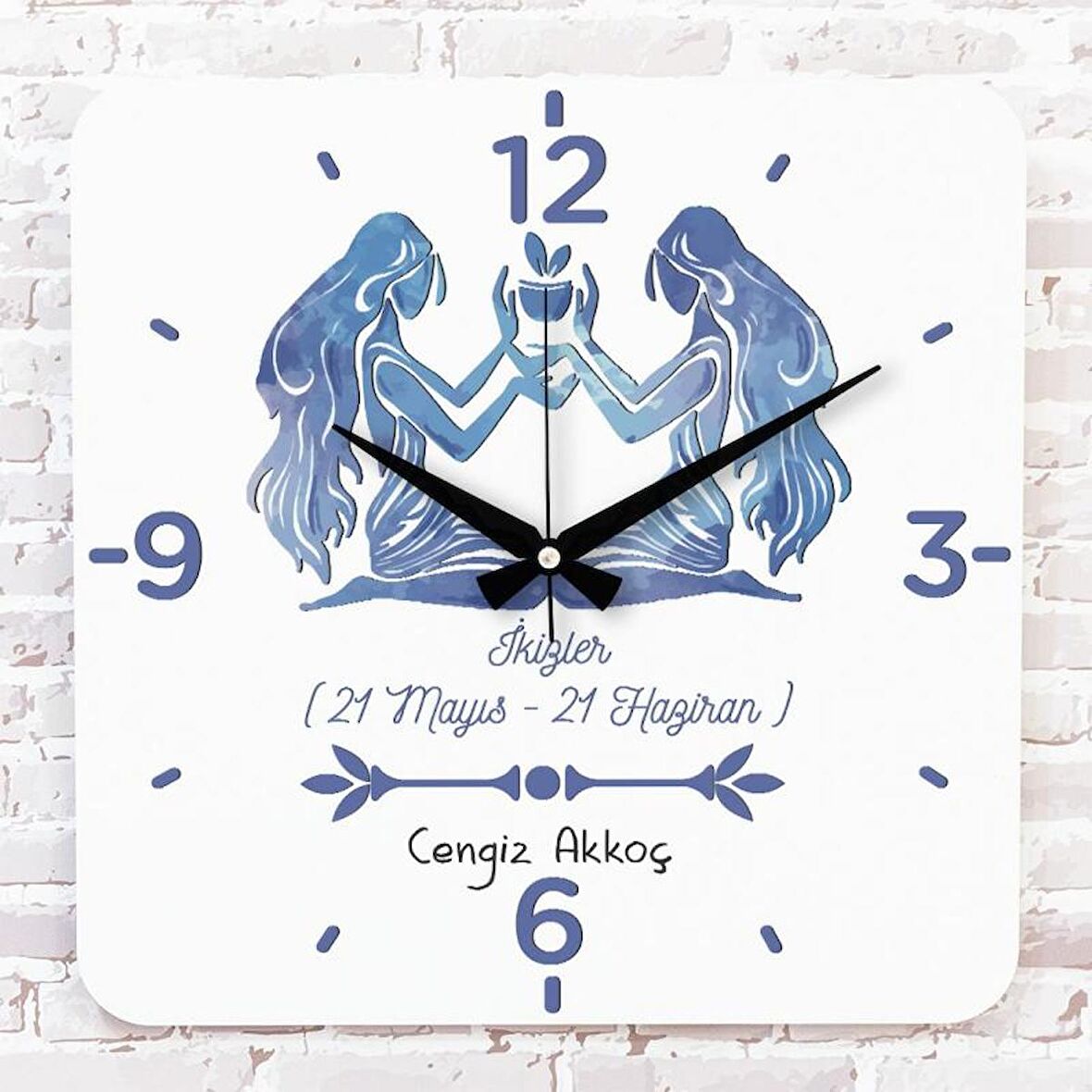 İkizler Burcuna Hediye Ahşap Saat 33cm KA01-1501