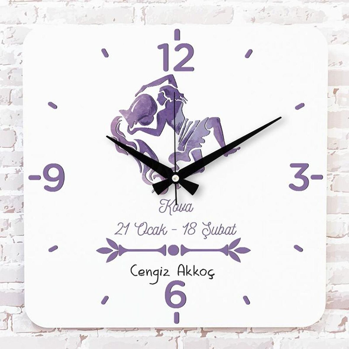 Kova Burcuna Hediye Ahşap Saat 33cm KA01-1503