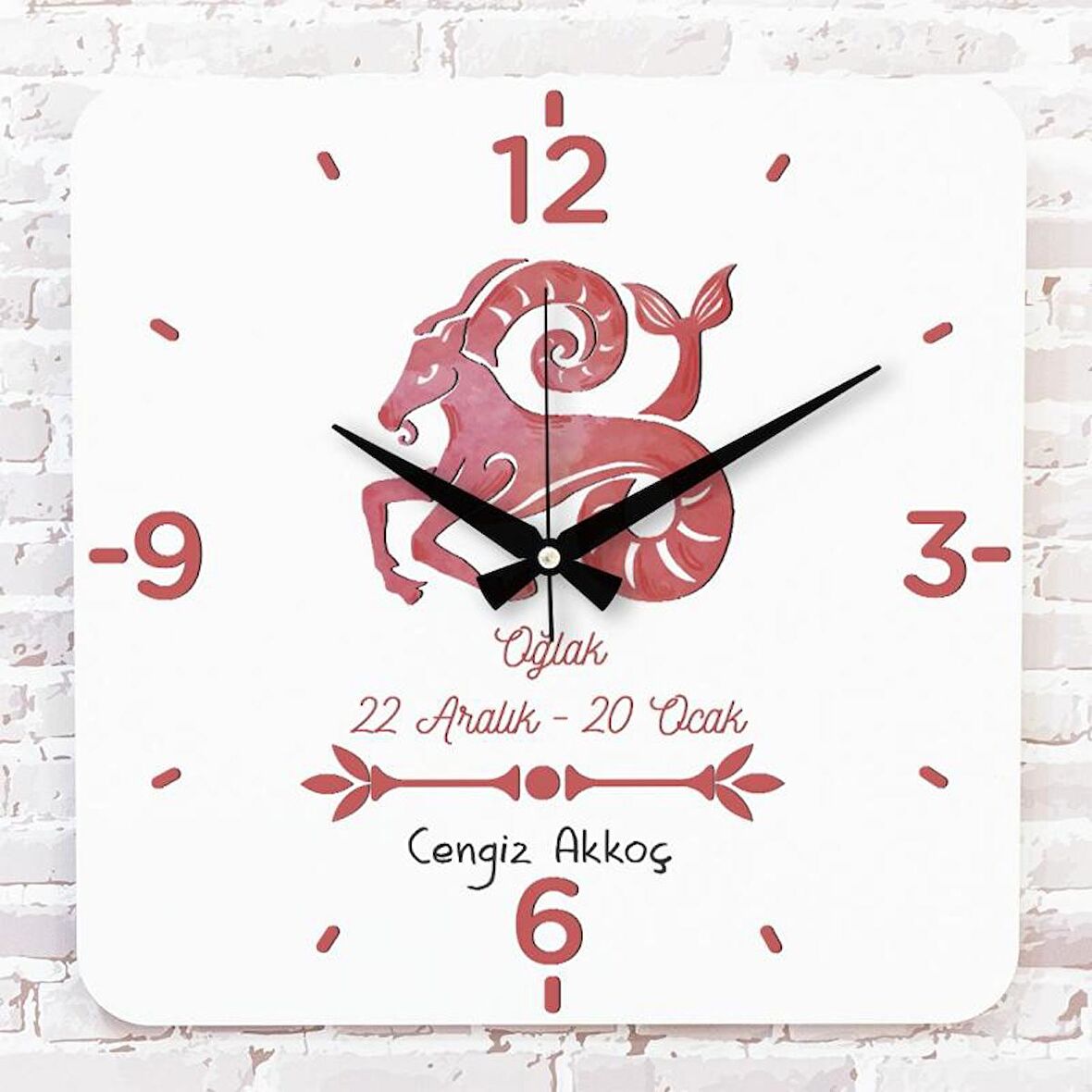 Oğlak Burcuna Hediye Ahşap Saat 33cm KA01-1504