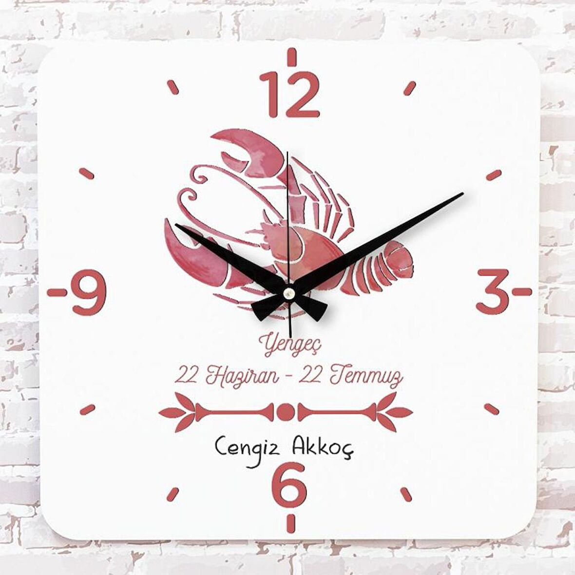 Yengeç Burcuna Hediye Ahşap Saat 33cm KA01-1507