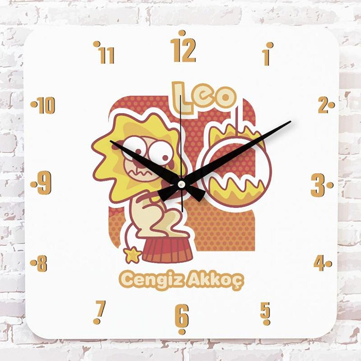 Aslan Burcuna Hediye Ahşap Saat 33cm KA01-1509