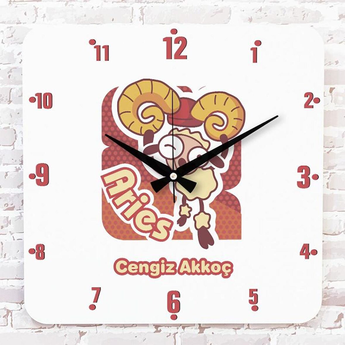 Koç Burcuna Hediye Ahşap Saat 33cm KA01-1514