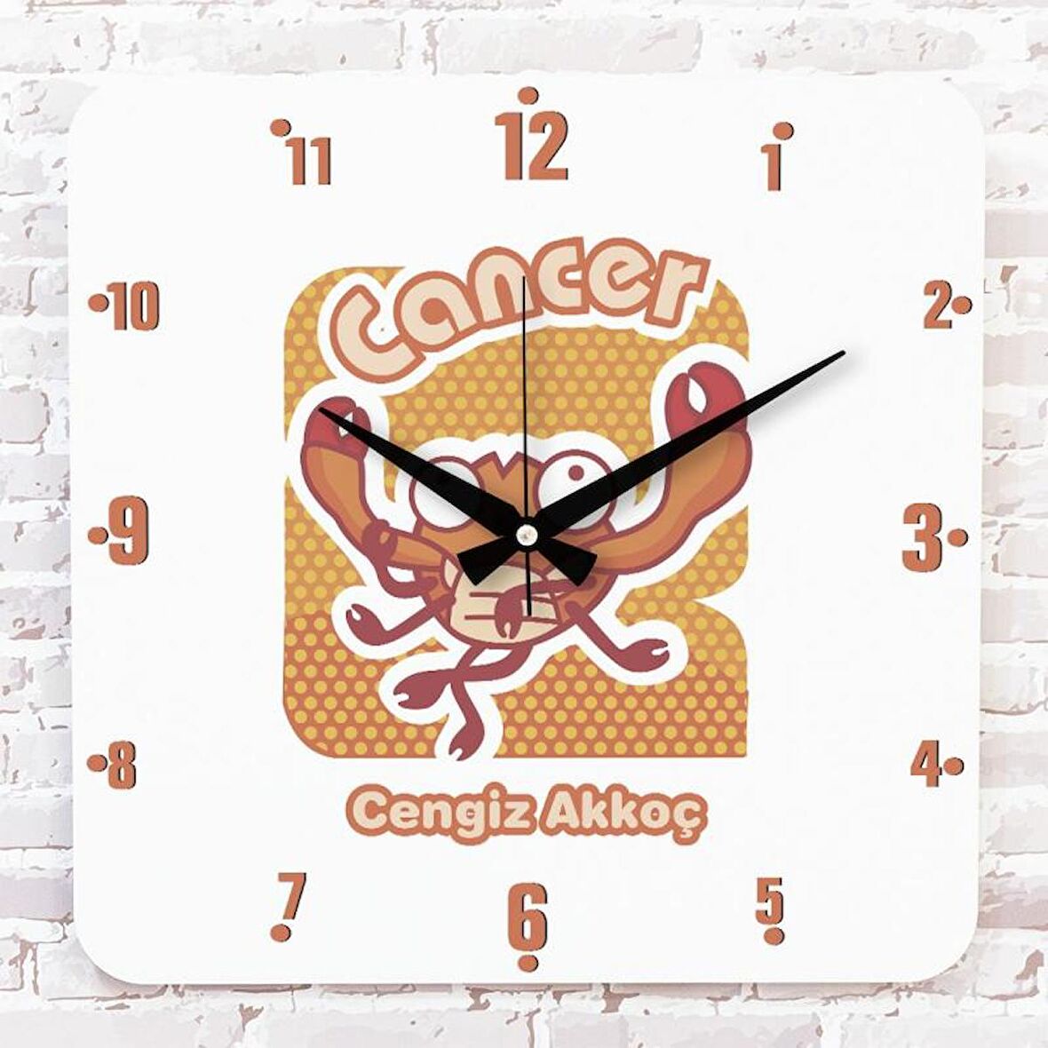 Yengeç Burcuna Hediye Ahşap Saat 33cm KA01-1519