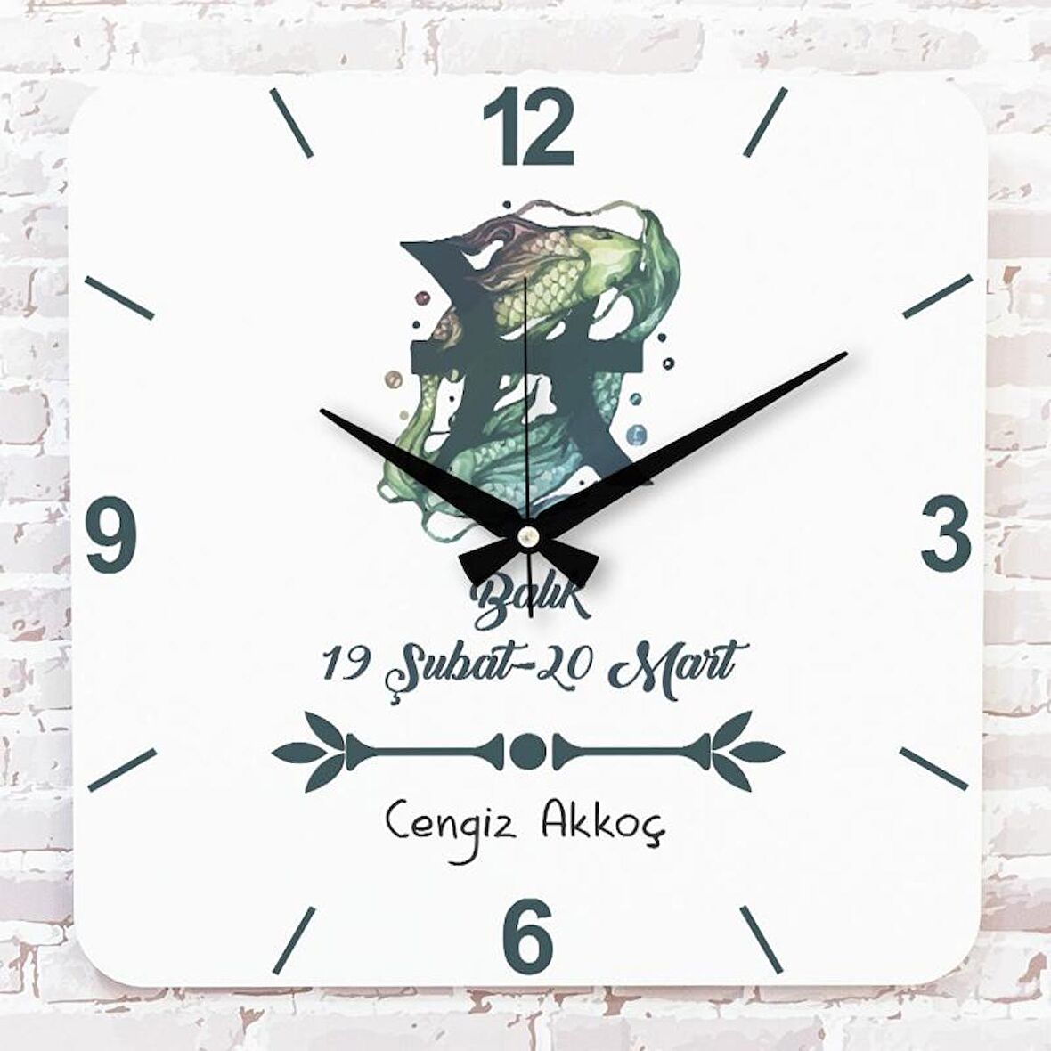 Balık Burcuna Hediye Ahşap Saat 33cm KA01-1522