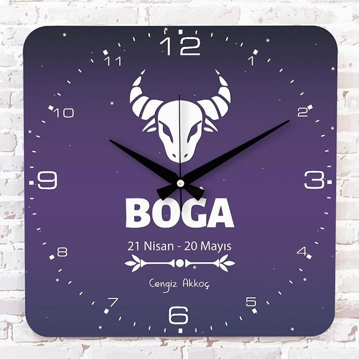 Boğa Burcuna Hediye Ahşap Saat 33cm KA01-1536