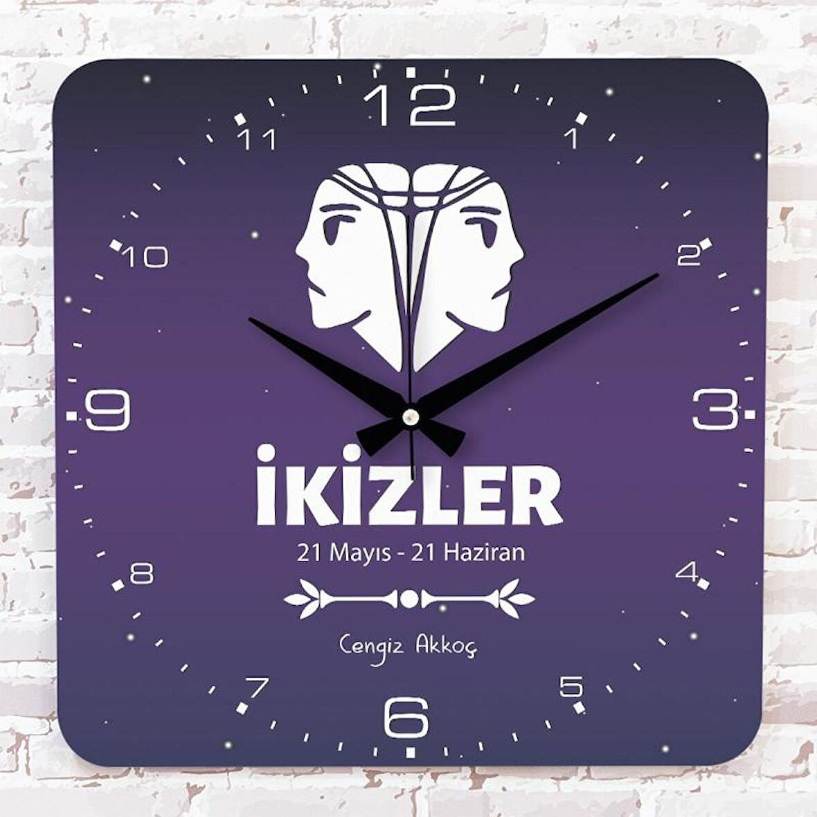 İkizler Burcuna Hediye Ahşap Saat 33cm KA01-1537