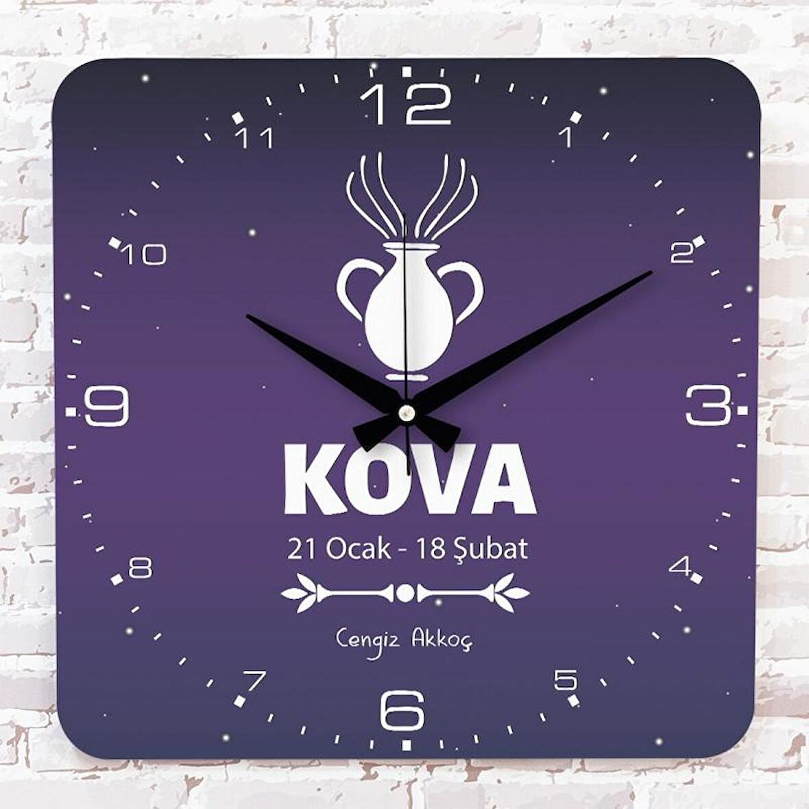 Kova Burcuna Hediye Ahşap Saat 33cm KA01-1539