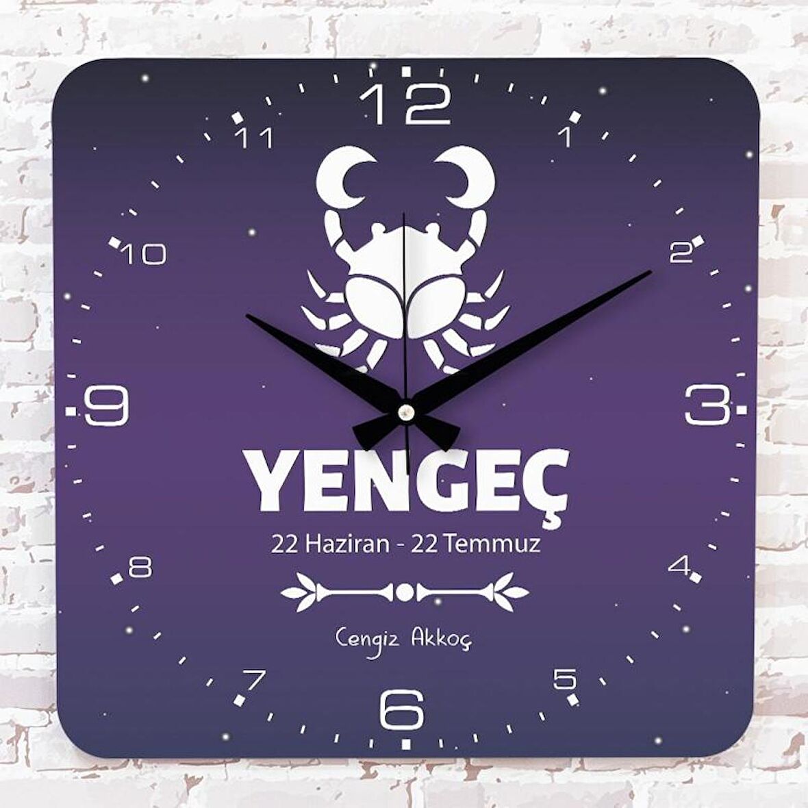 Yengeç Burcuna Hediye Ahşap Saat 33cm KA01-1543