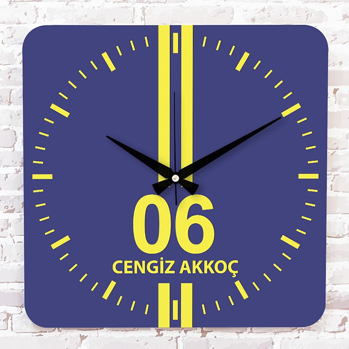 Sarı & Lacivert Ankaralılara Özel Ahşap Saat 33cm KA01-1555