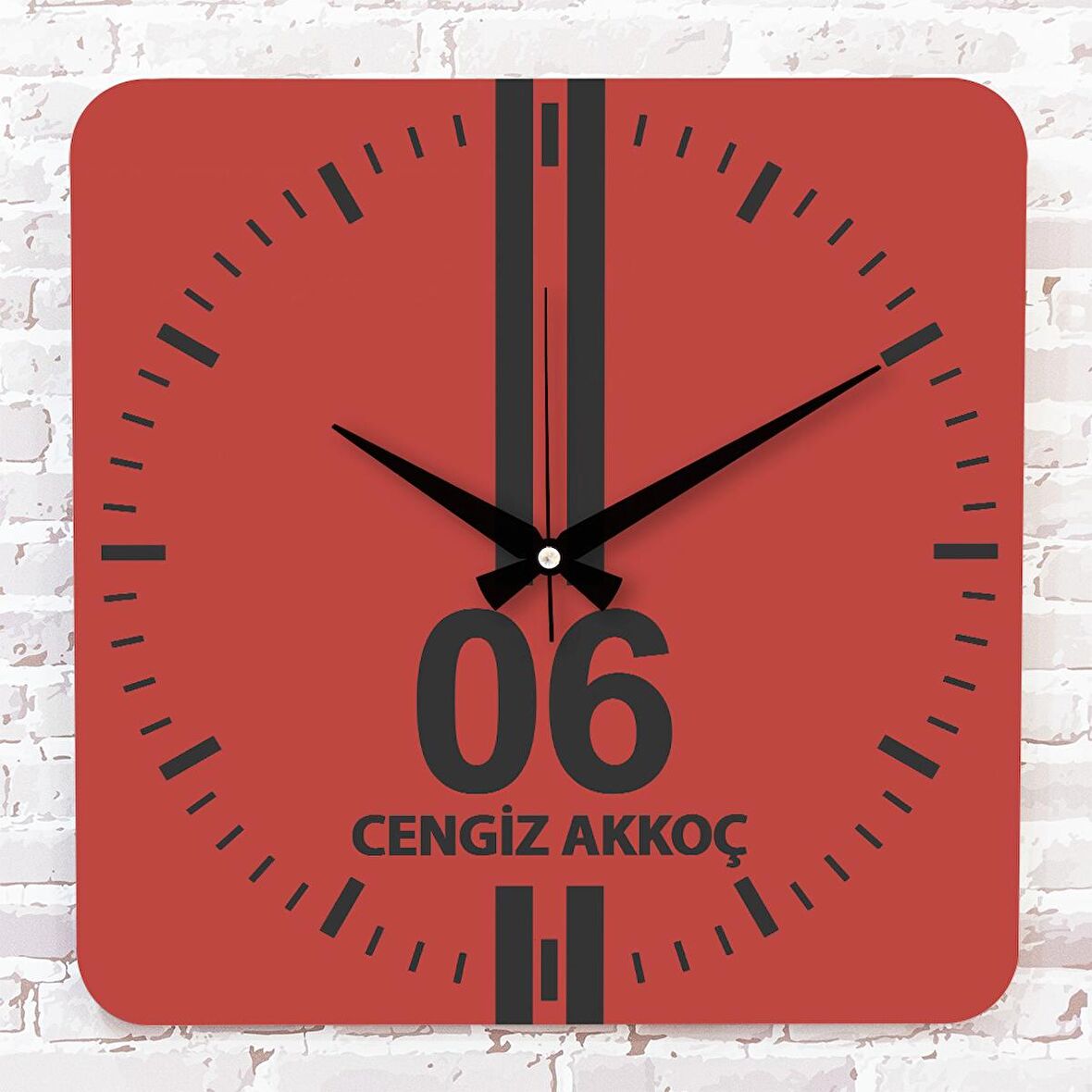 Kırmızı & Siyah Ankaralılara Özel Ahşap Saat 33cm KA01-1556