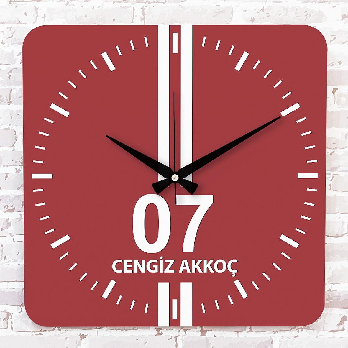 Kırmızı & Beyaz Antalyalılara Özel Ahşap Saat 33cm KA01-1557