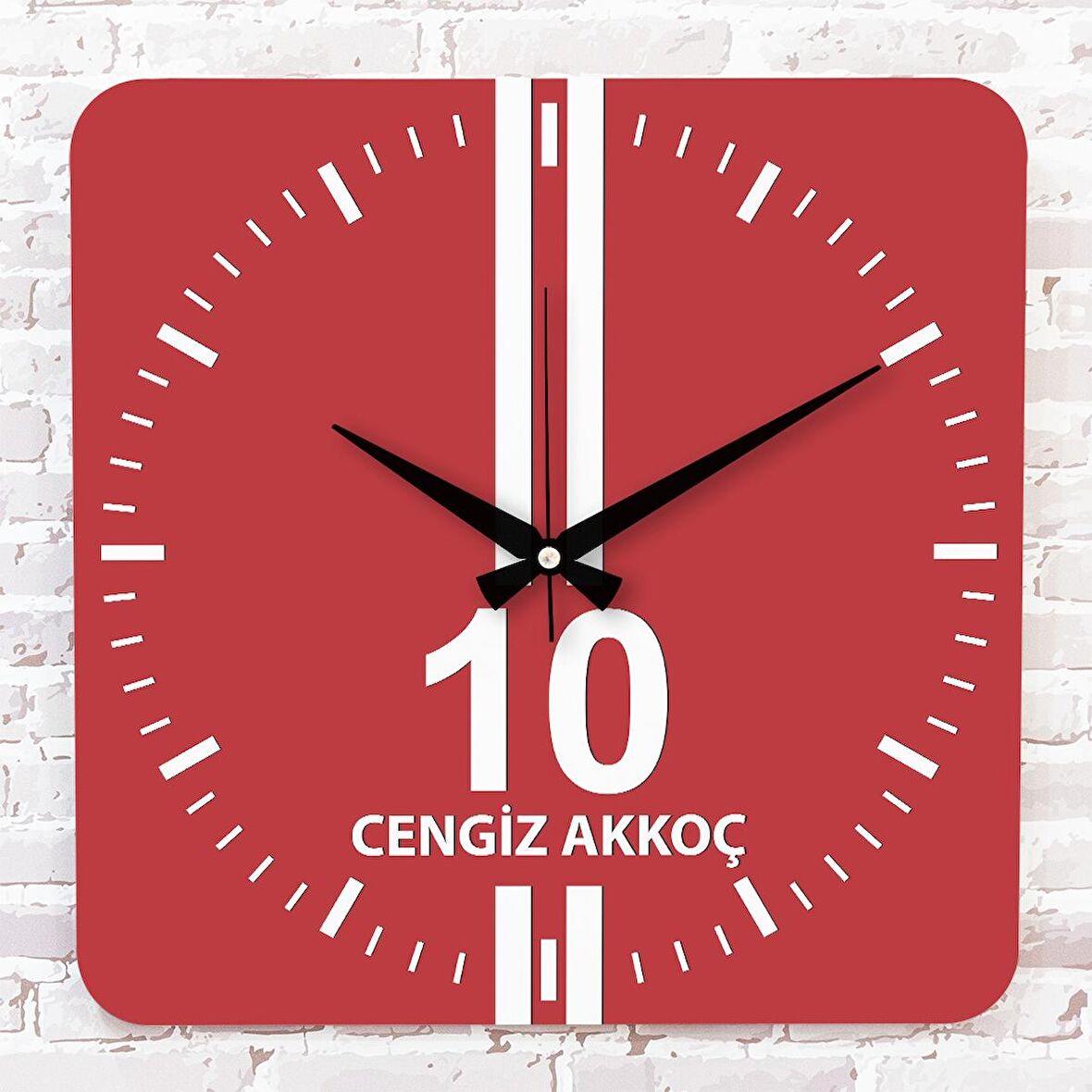 Kırmızı & Beyaz Balıkesirlilere Özel Ahşap Saat 33cm KA01-1561