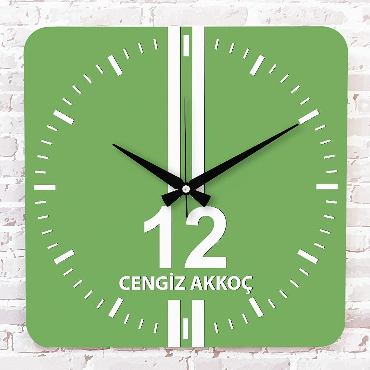 Yeşil & Beyaz Bingöllülere Özel Ahşap Saat 33cm KA01-1563